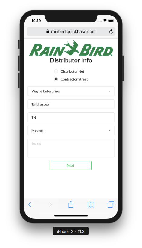 rainbird mobile app screenshot